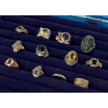 QTY OF SILVER & GEMSTONE RINGS - 1 RING IS NOT SILVER