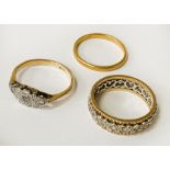 9CT GOLD RINGS 8.2 GRAMS APPROX SIZE O/K/L & M