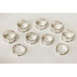 9 H/M SILVER NAPKIN RINGS 5OZS APPROX