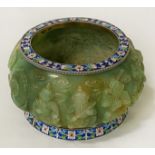 SILVER & ENAMEL BOWL 9CMS APPROX