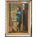 1960 PICTURE OF A WOMEN SMOKING 59CMS (H) X 39CMS (W) INNER FRAME APPROX