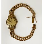 9CT GOLD LADIES OMEGA WATCH - APPROX 16.9 GRAMS WITH MOVEMENT