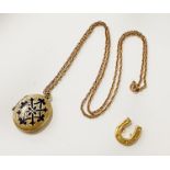 9CT GOLD CHAIN & BRASS PENDANT 8 GRAMS APPROX