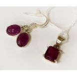 RUBY PENDANT & EARRING SET