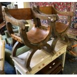 PAIR OF LEATHER CROSS BAND CHAIRS