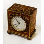 TRAVEL ENAMELLED CLOCK BY ROBERT & WILLIAM SORLEY - GLASGOW (MINOR DAMAGE ON THE FACE) - 6CMS (H)