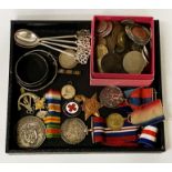 QTY. OF MEDALS, COINS & SILVER ITEMS