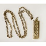 HM SILVER PENDANT /BAR WITH CHAIN = APPROX 44.2 GRAMS