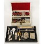 BOXED OF MIXED COSTUME JEWELLERY WITH A COLLECTION OF EAU DE TOILETTE PERFUME