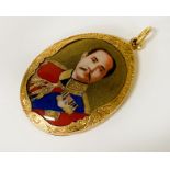 HIGH CARAT GOLD OVAL PORTRAIT OF KING RAMA V OF SIAM PENDANT 10.6 GRAMS APPROX