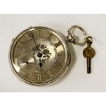 OPEN FACE SILVER GOLD EMBELLISHED POCKET WATCH - WORKING