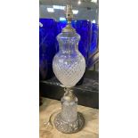 CUT GLASS & SILVER PLATED TABLE LAMP - 53CMS (H) APPROX