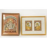 2 GEMSTONE HANDMADE PAINTINGS IN INDIAN MUGHAL STYLE