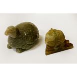 2 JADE BIRD FIGURES 4.5CMS (H) & 5CMS (H) APPROX