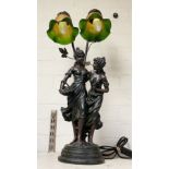 ART NOUVEAU STYLE TWIN FIGURE TABLE LAMP 63CMS (H) APPROX