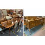 EPSTEIN DINING TABLE, SIX CHAIRS & SIDEBOARD