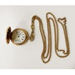 HAMPDEN (U.S.A) GOLD PLATED FOB WATCH & CHAIN & CREDITED WITHIN