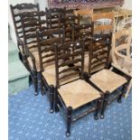 8 LADDERBACK DINING CHAIRS A/F