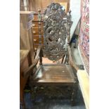 ANTIQUE OAK CARVED CHAIR
