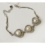 CULTURED PEARL STERLING SILVER BRACELET