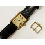 Must de Cartier Tank ladies watch gold gilt on silver with a strap that is A/F - Needs Attention