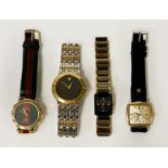 GENTS MOVADO LADIES RADO WATCH, BULOVA WATCH WITH GUCCI STYLE WATCH.