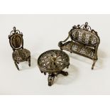 FILIGREE SILVER MINIATURE TABLE SET