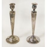 PAIR OF TALL SILVER CANDLESTICKS - 24 CMS (H) APPROX