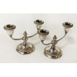 PAIR OF SILVER CANDELABRA - 14.5 CMS (H) APPROX