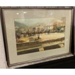 WATERCOLOUR - MULES & OLD BOATS BY DICK HART 53CMS X 35CMS IN FRAME