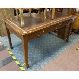 LEATHER TOP LIBRARY TABLE WITH THREE DRAWERS