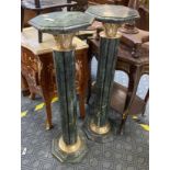 PAIR OF GREEN MARBLE COLUMNS