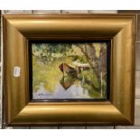 RUSSIAN ARTIST ''THE BOAT'' OIL ON CANVAS - SIGNED & DATED
