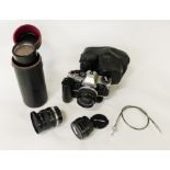 OLYMPUS SLR CAMERA & 2 EXTRA LENSES