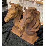 PAIR OF CAST IRON HORSES HEADS