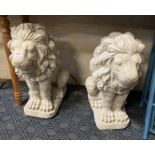 PAIR OF SEATED LIONS