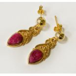 RUBY GILT SILVER STUDS