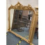 GILT WOOD CHERUB OVERMANTLE MIRROR