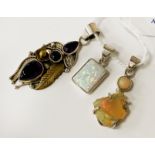 3 SEMI PRECIOUS GEMSTONE PENDANTS