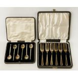 CASED HM SILVER SET OF TEASPOONS & CAKE FORKS - 5 OZS APPROX
