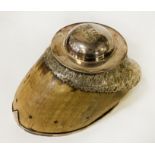HORSE HOOF INKWELL - INSCRIBED ''PETER 1873-1901'' - 9 CMS (H) APPROX