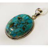 STERLING SILVER TURQUOISE PENDANT