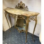 ONYX & BRASS HALL TABLE & MIRROR