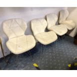 SET OF WHITE LEATHER DESIGNER CHAIRS