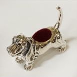 DOG PIN CUSHION IN STERLING SILVER