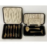 BOXED SET OF SILVER SPOONS & BOXED SILVER UTENSILS