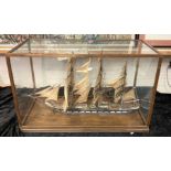 MODEL CLIPPER SHIP IN GLASS DISPLAY CASE