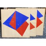 SET OF 3 SCREEN PRINTS ''COMPOSITION IN BLUE & RED'' LTD EDITION SIGNED EACH 65CM SQ