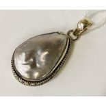 STERLING SILVER LARGE PEARL PENDANT