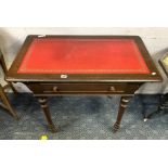 SMALL LEATHER TOP TABLE WITH DRAWER